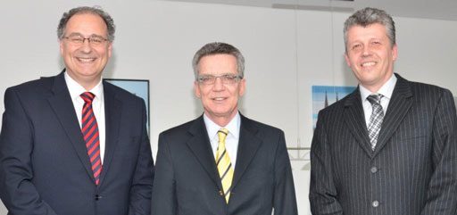 Präsident Verenkotte, Minister Dr. de Maizère, Vorsitzender des GPR Schiffer